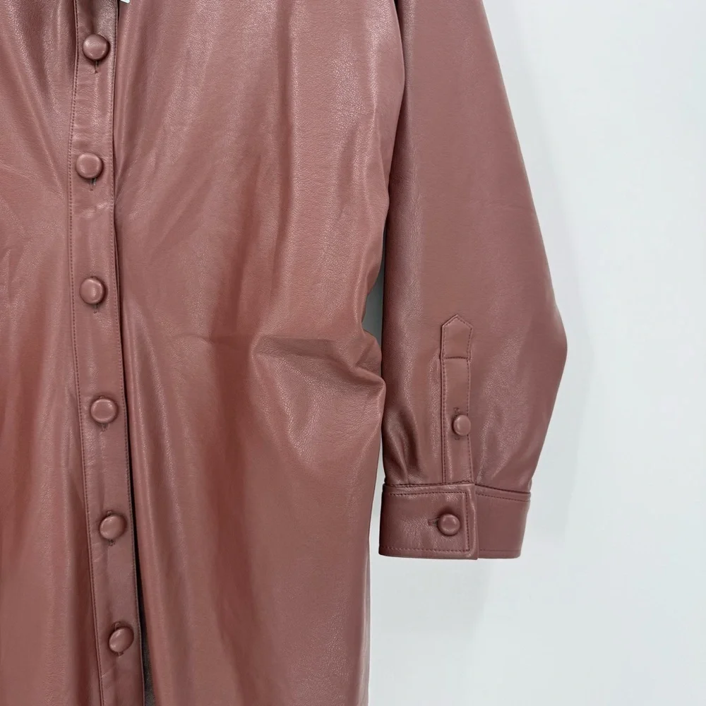 by Anthropologie Fuax Leather Midi Shirt Dress In Brown Size 1X Plus Size